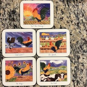 Jason Products Coasters Rectangular “Roosters” by Berrica Connolly